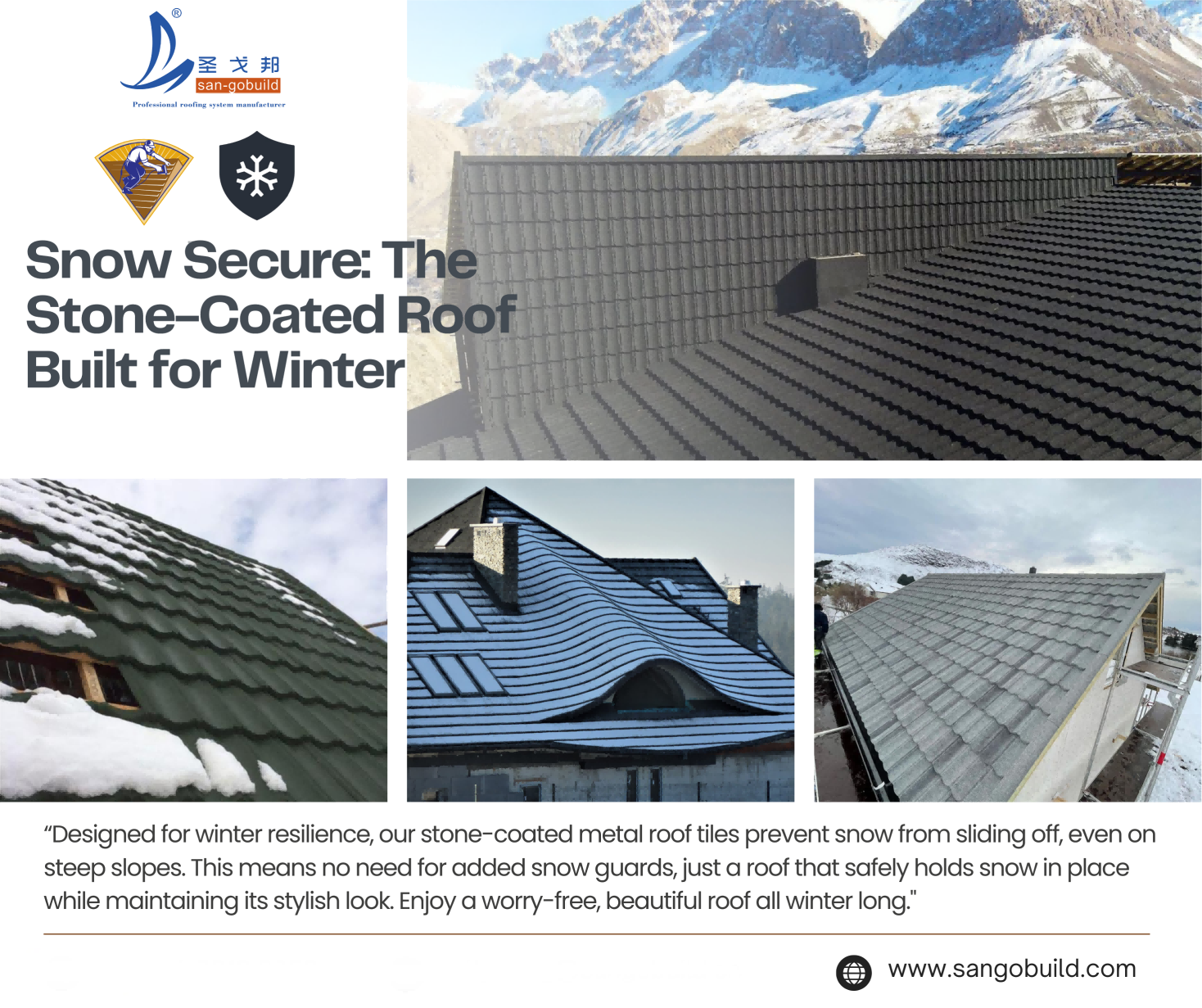 Sangobuild’s Snow-Resistant Stone-Coated Metal Roof Tiles: The Perfect Winter Solution for Your Home